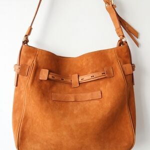 Joy Gryson Caramel Tan Suede Leather Hobo Shoulder Bag – Designer Boho Chic